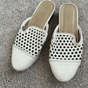 White Perforated Women's Flats